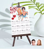 BK Gift Kişiye Özel 15x21 cm Fotoğraf Kartlı Sevgililer Karikatürlü Şövaleli 2024 Takvim -8 (Beyaz)