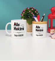 Aile Hekimi Tasarımlı Hediye Aile Hekimi Kupa Bardak ve Kalemlik Hediye Seti