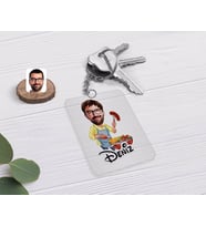 BK Gift Kişiye Özel Erkek Mangalcı Karikatürlü Şeffaf Pleksi Anahtarlık (Beyaz)