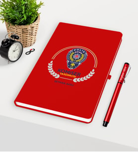 BK Gift Kişiye Özel Komiser Yardımcısı Temalı Kırmızı Defter Kalem Seti - 2