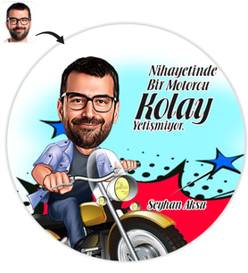 BK Gift Kişiye Özel Bay Motorcu Karikatür Baskılı Yaş Pasta İçin Yenilebilir Şekerli Kağıt  1(Sadece Kağıt)