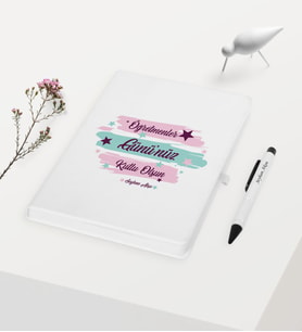 BK Gift Kişiye Özel Öğretmenler Gününüz Kutlu Olsun Temalı Beyaz Defter Kalem Hediye Seti - 4
