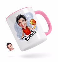 BK Gift Kişiye Özel Erkek Basketbolcu Karikatürlü Pembe Kupa Bardak-1