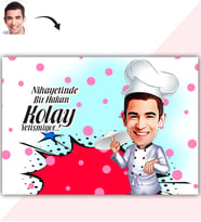 BK Gift Kişiye Özel Bay Chef Karikatür Baskılı Yaş Pasta İçin Yenilebilir Şekerli Kağıt  5(Sadece Kağıt)
