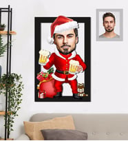 Kişiye Özel Yılbaşı Erkek Karikatürlü 3D Ahşap Tablo 30x47 Model-7