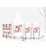 BK Gift Kişiye Özel Renkli Baskılı İsimli Fotoğraflı İkili Rakı Bardağı Karaf ve Cep Kitabı Hediye Seti-30 (Model 1)