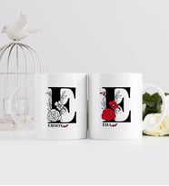 BK Gift Kişiye Özel Harf ve İsim Tasarımlı İkili Beyaz Kupa Bardak-8