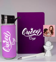 Kişiye Özel Defter Kalem Matara Ve Fotoğraflı Notluk Seti 93533 (Mor)