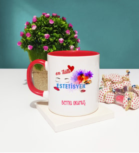 Mesajlı Estetisyen Kupa Bardak Kırmızı