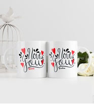 BK Gift Kişiye Özel İkili Sevgililer Günü Temalı Beyaz Kupa Bardak - 82