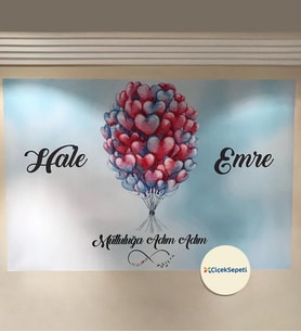 100x70cm Söz, Nişan, Kına Gecesi, Düğün İçin Kişiye Özel Branda Afiş Arka Fon