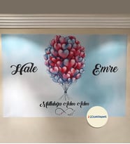 100x70cm Söz, Nişan, Kına Gecesi, Düğün İçin Kişiye Özel Branda Afiş Arka Fon