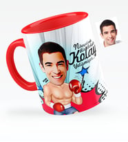 BK Gift Kişiye Özel Bay Boksör Karikatürlü Kırmızı Kupa Bardak  1