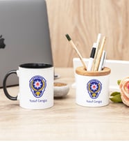 Polis Amblemli Siyah Kupa Bardak Ve Kalemlik Hediye Seti