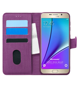 Microsonic Samsung Galaxy Note 5 Kılıf Fabric Book Wallet Mor
