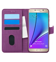 Microsonic Samsung Galaxy Note 5 Kılıf Fabric Book Wallet Mor