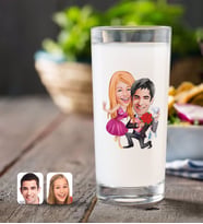 BK Gift Kişiye Özel Sevgililer Karikatürlü Rakı Bardağı-9 (Beyaz)