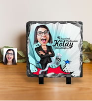 BK Gift Kişiye Özel Bayan Muhasebeci Karikatürlü Dekoratif Doğal Taş  2