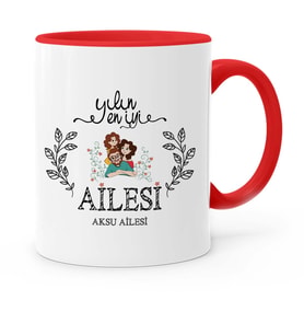 BK Gift Kişiye Özel Yılın En İyi Ailesi Kırmızı Kupa Bardak  1