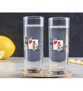 BK Gift Kişiye Özel Renkli Baskılı İsimli Fotoğraflı İkili Vodka Bardağı-33 (Beyaz)