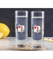 BK Gift Kişiye Özel Renkli Baskılı İsimli Fotoğraflı İkili Vodka Bardağı-33 (Beyaz)