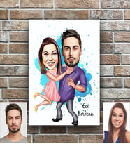 Kişiye Özel  Sevgili Karikatürlü Ahşap Tablo 30x47 Model 2