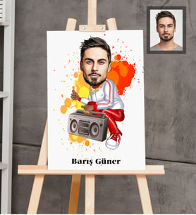 Kişiye Özel Rapçi Karikatürlü  Ahşap Tablo 30x47 Bay-4