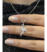 Papatya Silver 925 Ayar Gümüş Dorika Toplu Flamingo Kadın Kolye (Gümüş)