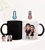 BK Gift Kişiye Özel Sevgililer Karikatürlü Sihirli Cam Kupa Bardak - 18