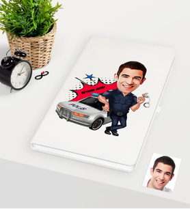 BK Gift Kişiye Özel Bay Trafik Polisi Karikatürlü Beyaz Defter - 1