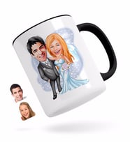 BK Gift Kişiye Özel Evleniyoruz Karikatürlü Siyah Kupa Bardak-5