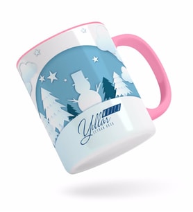 BK Gift Kişiye Özel Yılbaşı Mutlu Yıllar Pembe Kupa Bardak-22