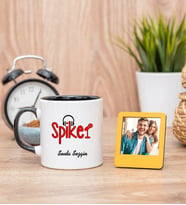 Spiker Siyah Kupa Bardak ve Sarı Mini Fotoğraf Çerçevesi