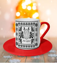 BK Gift Kişiye Özel Etnik Kırmızı Türk Kahvesi Fincanı  Ktk1