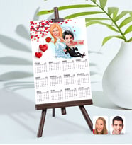BK Gift Kişiye Özel 15x21 cm Fotoğraf Kartlı Evleniyoruz Karikatürlü Şövaleli 2024 Takvim -2 (Beyaz)