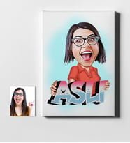 BK Gift Kişiye Özel İsimli Bayan Karikatür Kanvas Tablo 50x70cm 1