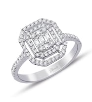0.60 Ct Çift Sıra Baget Kare Tektaş Yüzük