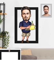 Kişiye Özel İş Adamı Karikatürlü 3D Ahşap Tablo 30x47 Bay-17