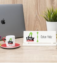 Fizik Mühendisi Kırmızı Türk Kahvesi Fincanı Ve Masa İsimliği Hediye Seti