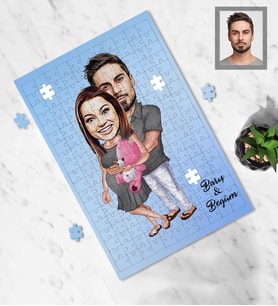 Kişiye Özel Sevgili Karikatürlü A4 99 Parça Puzzle Model 16