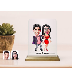 BK Gift Kişiye Özel Sevgililer Karikatürlü Çerçeve-4 (Beyaz)
