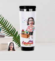 BK Gift Kişiye Özel Bayan Öğretmen Karikatürlü Çelik Termos Bardak - 5