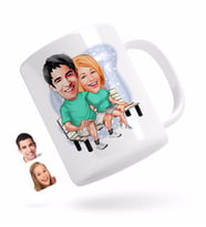 BK Gift Kişiye Özel Sevgililer Karikatürlü Beyaz Kupa Bardak-55