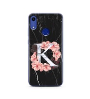 Mermer Çiçekli Harf Tasarım Süper Şeffaf Silikon Telefon Kılıfı Huawei Honor 8A 