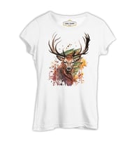 Geyik Forest Beyaz Kadın Tshirt