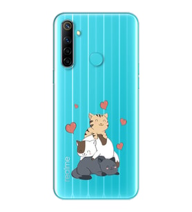 Kedi Kardeşler Tasarımlı Süper Şeffaf Silikon Telefon Kılıfı Oppo Realmi 6i