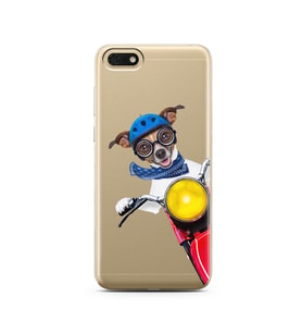 Motorcu Köpek Tasarımlı Süper Şeffaf Silikon Telefon Kılıfı Huawei Honor 7s-Y5 (
