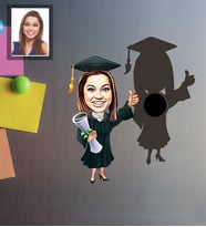 Kişiye Özel Mezuniyet Karikatürlü Ahşap Magnet Bayan-1