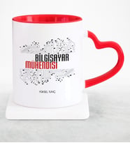 BK Gift Kişiye Özel Mesleki Bilgisayar Mühendisi Kırmızı Kalpli Kupa Bardak  2