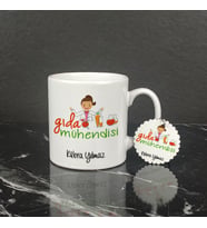 Gıda Mühendisine Hediye Kupa Bardak ve Anahtarlık Set